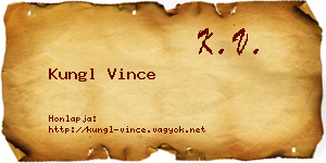 Kungl Vince névjegykártya